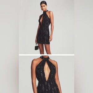 STUNNING RETROFETE MERAV BLACK HALTER DRESS NEW WITH TAGS LG